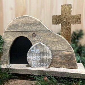 He Has Risen Wood Tomb Easter Decor Spring Home Decoration Sign Gift Keepsake